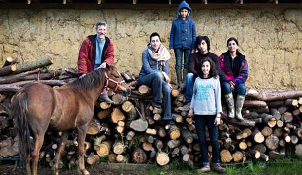  Organic halal farmers Lutfi Radwan and Ruby Radwan, with their children on Willowbrook Farm, Oxfordshire. Photograph: Harry Borden for the Observer Food Monthly